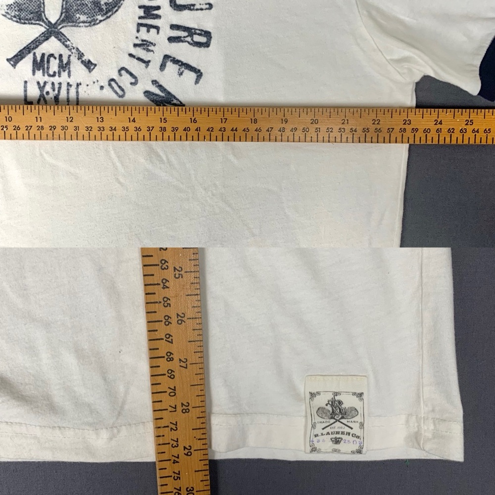 Ralph Lauren Sports Equipment MCM LXVII Ringer T-Shirt Size Large White Men’s - Picture 7 of 7